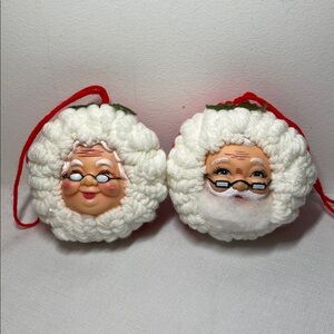 Vintage Santa & Mrs. Claus Christmas Ornaments. Handmade. Tree ornaments